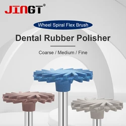 JINGT-pulidor de goma Dental de 3 piezas, disco de pulido de resina compuesta, sistema de diamante, rueda RA de 14mm, cepillo flexible en espiral