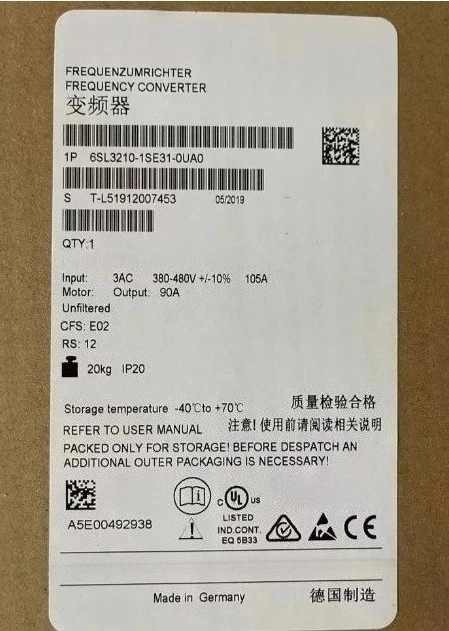 

Brand new 6SL3210-1SE31-0UA0 frequency converter power module Fast delivery