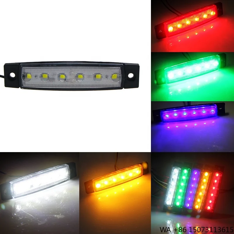 Antifreeze 12V/24V 6 LED Multi-Color Side Light for Trailer Truck