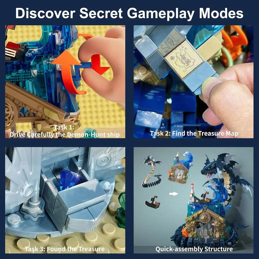 14+ DIY Medieval Dragon Building Blocks Set: 2210-Piece Model Kit for Teens & Adults, Ideal for Gifts and Decor