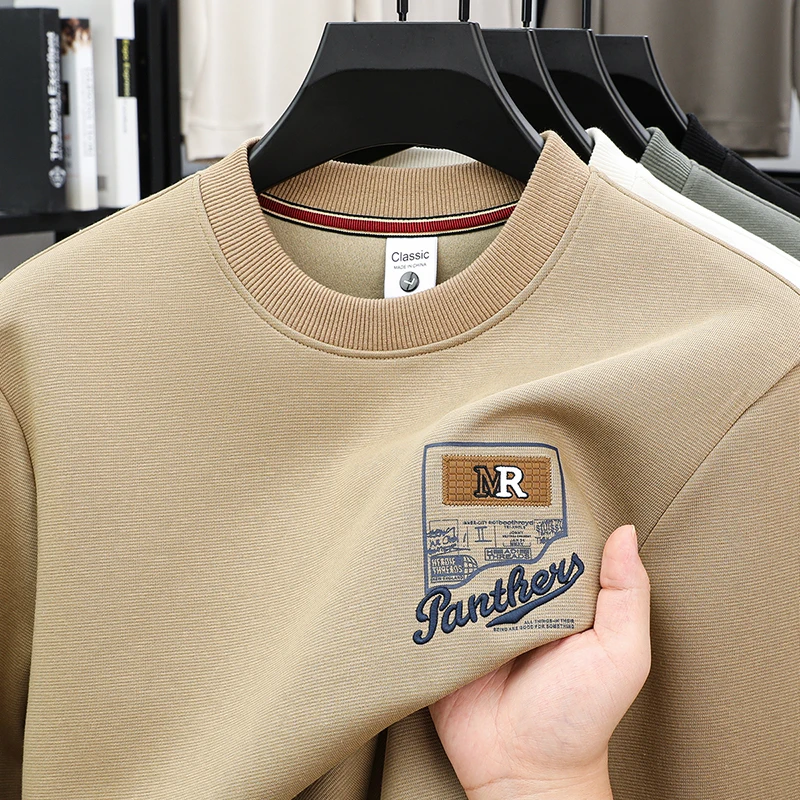 

Men's New Autumn Winter High Quality Long Sleeves T-Shirt Round Neck Pilling-Resistant Keep Warm Hoodie Leisure Men's Clothing