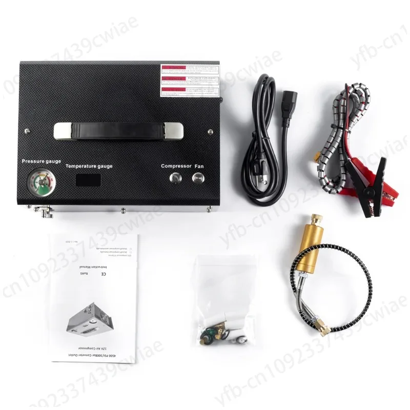 12V Mini Pcp Air Compressor 300bar 4500psi Portable Auto-stop Pcp Pump With Built-in Transformer 110V 220V