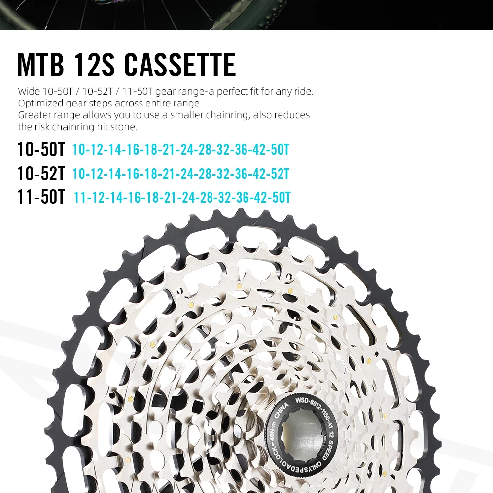 SPEDAO 12 Speed MTB Cassette 10-52T 10-50T 11-50T XD HG Freewheel Lightweight CNC K7 Sprocket Drivetrain Upgrade Bike Parts