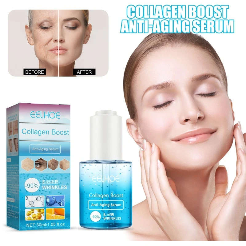 Collagen Wrinkle Remover Face Serum Lifting Firming Fade Fine Lines Anti-aging Essence Whitening Brighten Nourish Skin Care