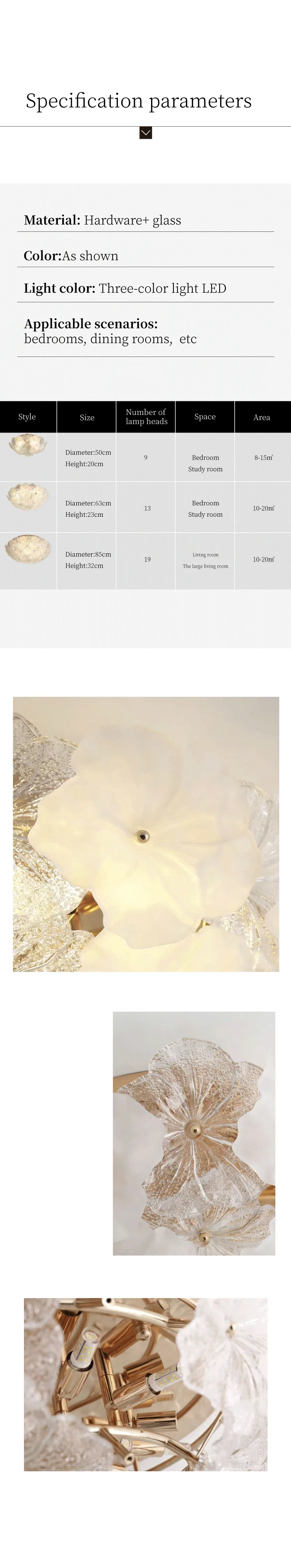 Flower Glass LED Ceiling Lights Living Room Home Pendant