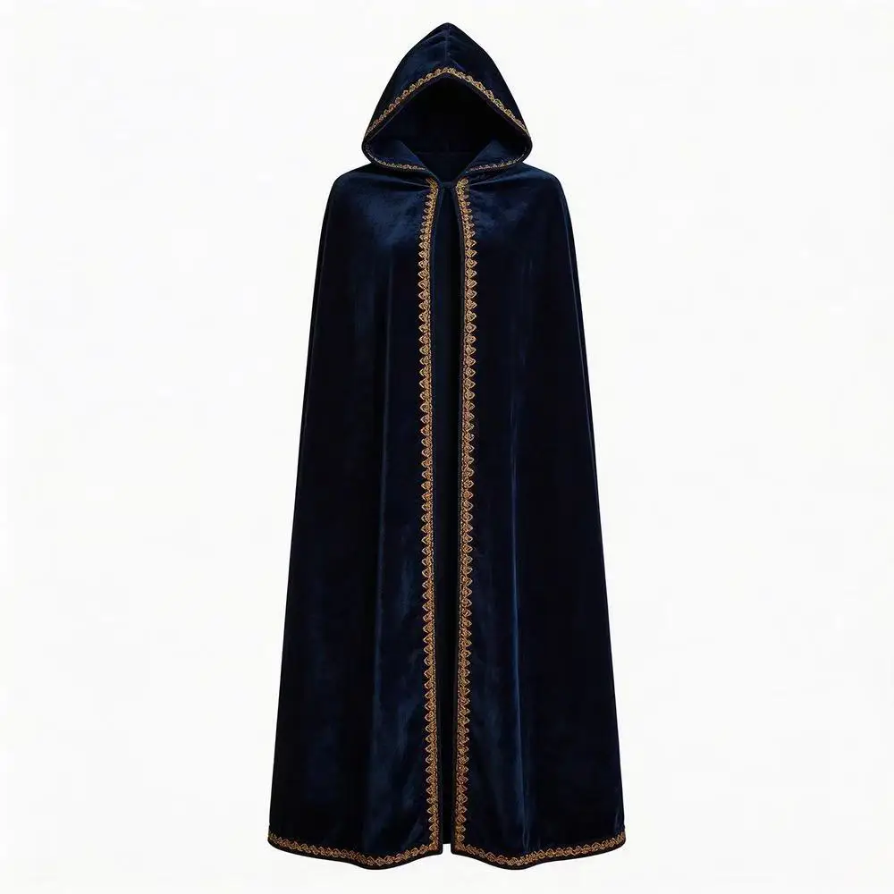 2026-velvet-hooded-cloak-for-men-women-medieval-long-cape-halloween-vampire-cosplay-costume-dark-black-gown-with-hat-cloak