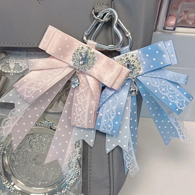 Cute cartoon Bow Fan Bag keychain holder for Ita Ba Ins Style Anime Otaku DIY Decoration Kit Brooch Charm for Manga Supplies