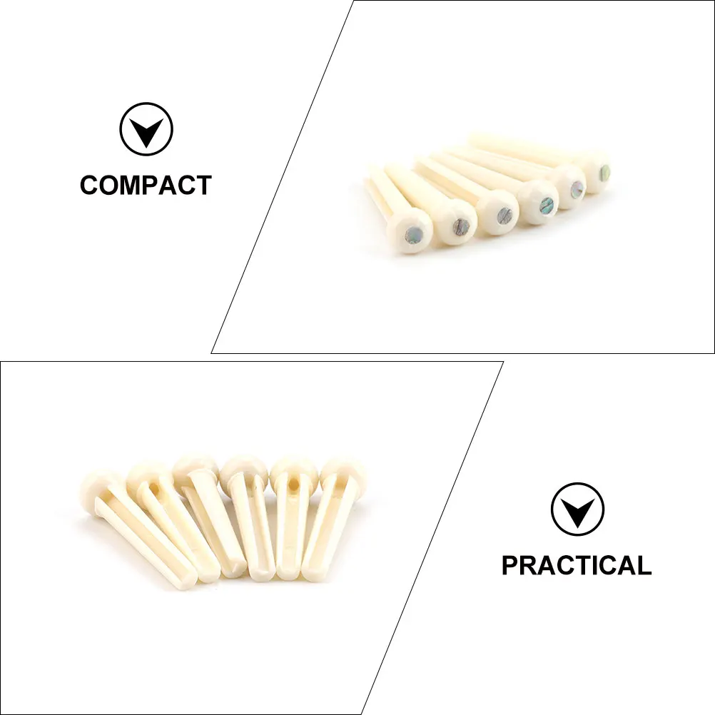 

6pcs White Plastic String Nails Acoustic Guitar Bridge Pins Lightweight Wear Resistance Fits Most Guitars Boost Tone Clarity