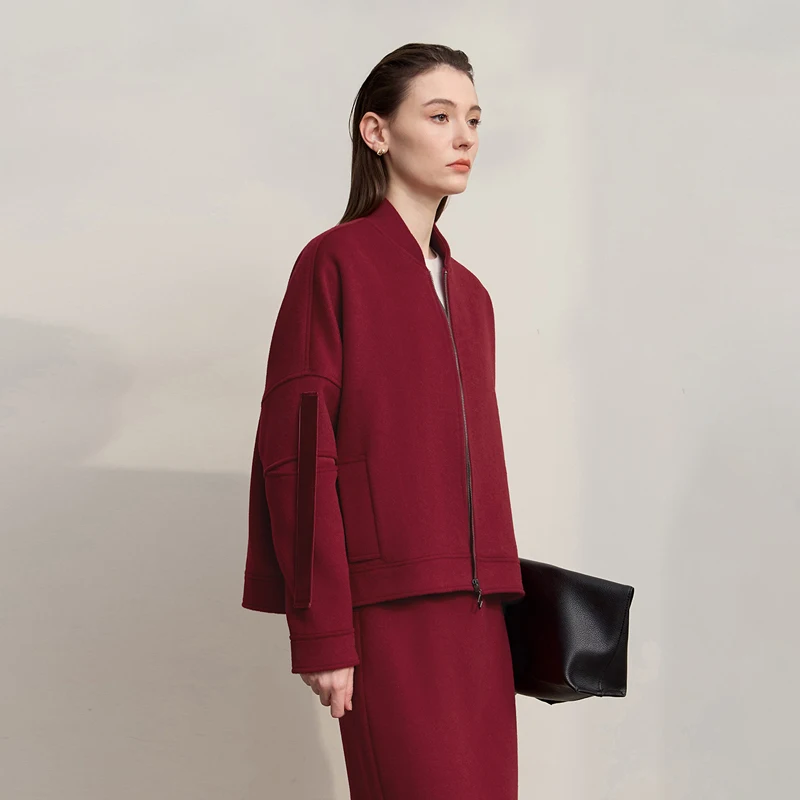 AMII manteau femme 2025 hiver minimaliste couleur unie veste femme ample fermeture éclair manches longues chaud polyvalent dame manteau 12524022