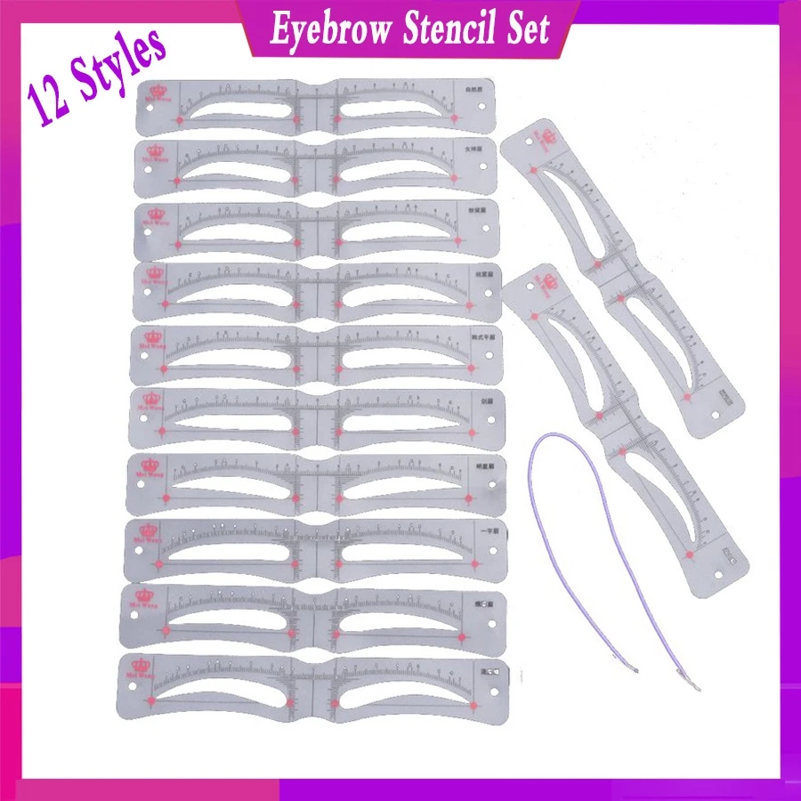 Reusable Eyebrow Stencil Set 12Pcs Drawing Guide Card Eyebrow Template Shaping Tool