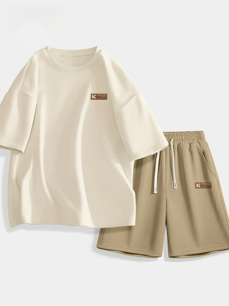 sport-set-men's-casual-cotton-short-sleeve-summer-t-shirt-and-shorts-outfit-youth-fashion-pure-cotton-comfortable-fit