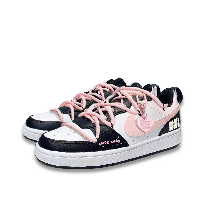 【Personalizar】Nike Court Borough Sapatos de skate femininos de cano baixo rosa tênis BQ5448-115