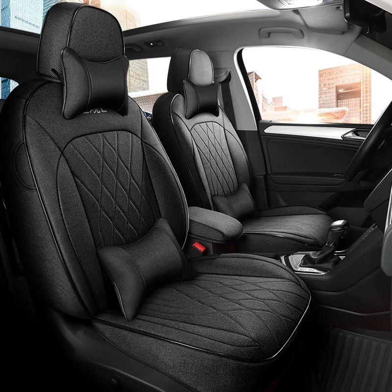 

Чехлы на автомобильные сиденья из льна на заказ для Citroen C4 Grand Picasso 2006 ~ 2013 Jetour Dashing 2022 ~ 2025, дышащие автомобильные аксессуары для интерьера