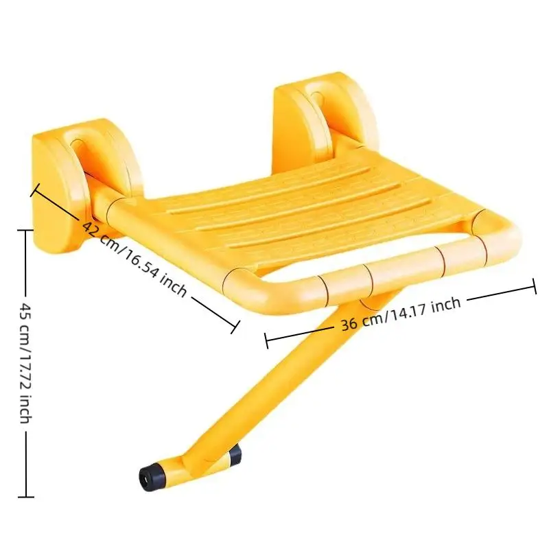 1 Set Dusch- und Badewannenstuhl, rutschfeste Treppe, klappbarer Sitz mit Stützbein, Badezimmer-Toilettenklappstuhl für ältere und behinderte Menschen – Detail 16