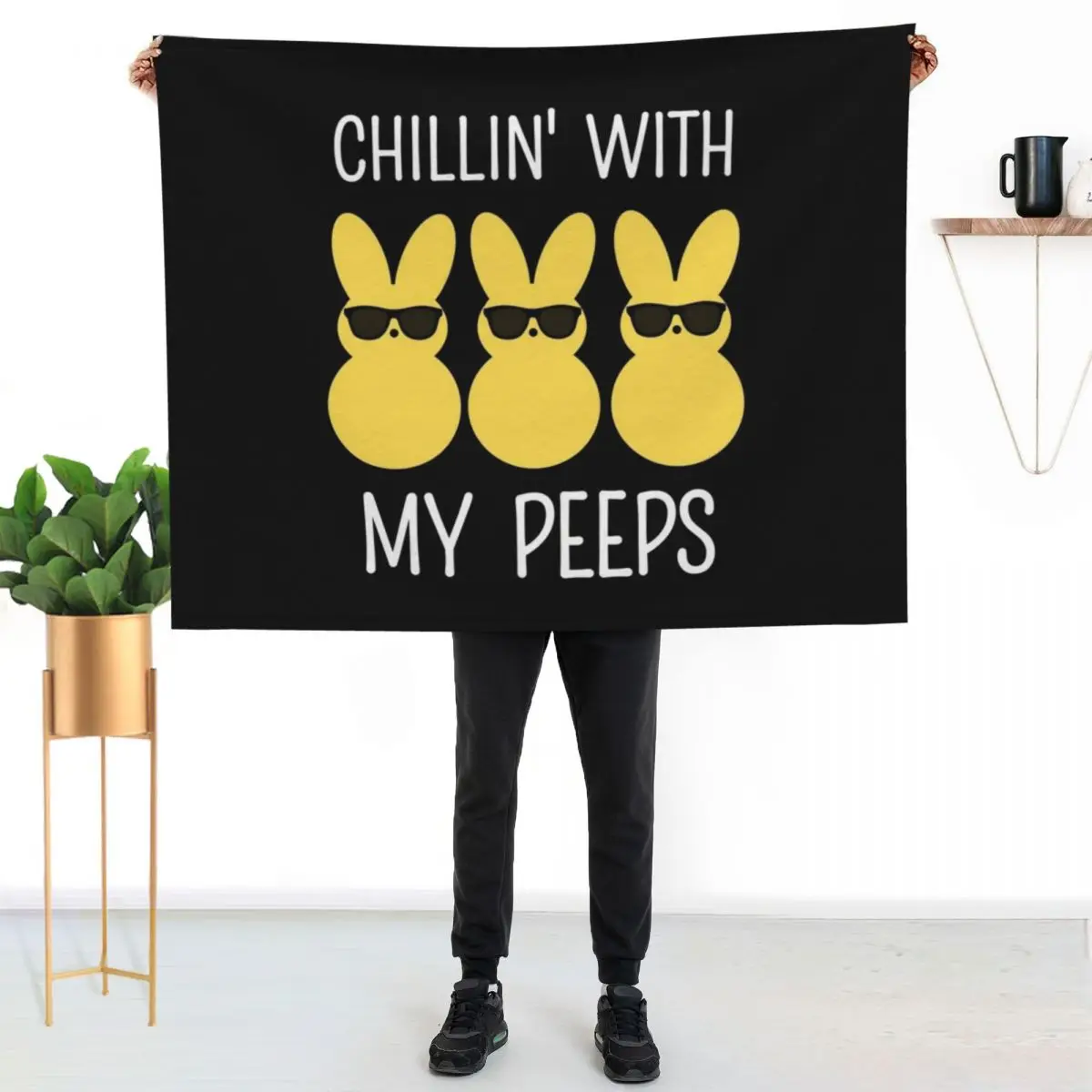 chillin' with my peeps easter kids Throw Blanket christmas decoration Blankets For Baby Personalized Gift Custom Beach Blankets