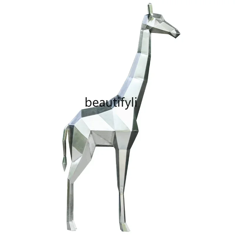 xx1Stainless Steel Outdoor Sculpture Artwork Large Floor Ornaments Abstract Animal Art Device