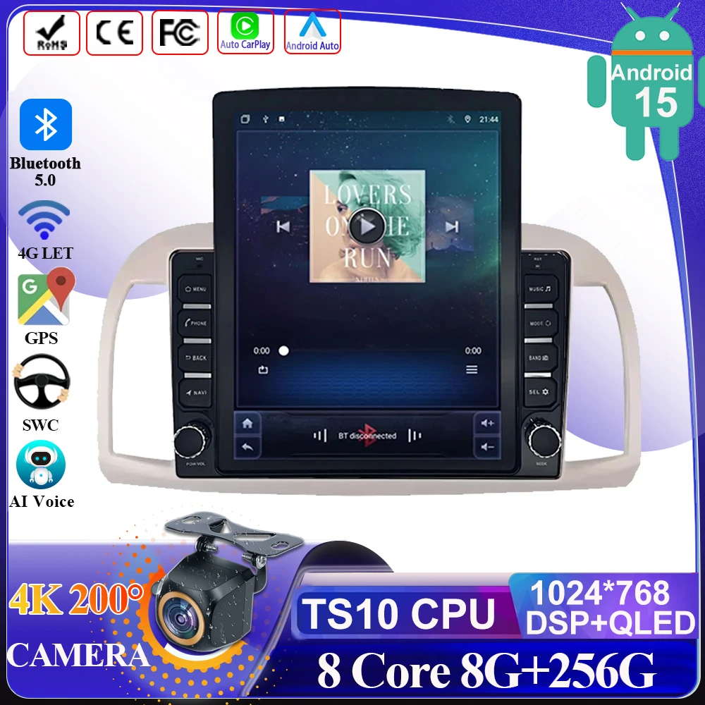 

9.7 Inch For Nissan March 3 K12 2002 - 2010 car carplay Android 15 car DVD auto Stereo Touch Screen Navigationavigation 2DIN