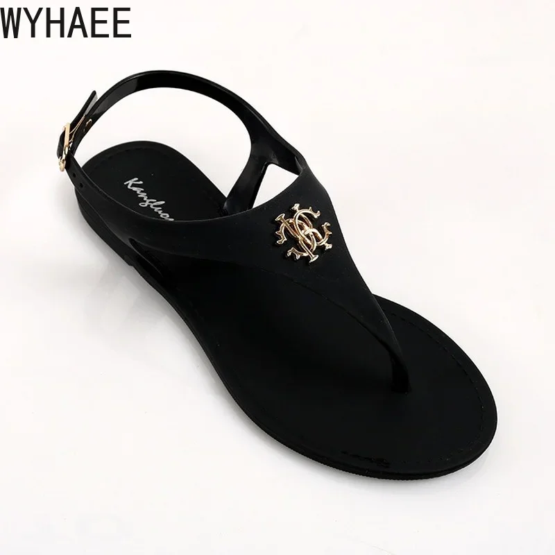 2023 New Summer Women\'s Sandals Fashion Open Toe Jelly Flip Flops Non-slip Buckle Flat Sandals All-match Women\'s Sandals