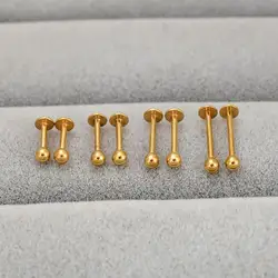 6/8/10/12mm Stainless Steel Golden Ball Labret Lip Piercing Jewelry Tragus Cartilage Stud Earring For Women / Men 2025 Trend 16G