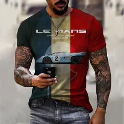 New Arrives Men's Tshirt Lemans Car Vintage Pattern T shirts Summer Oversized Casual Tees Mens Short Sleeve Tops Men Clothing