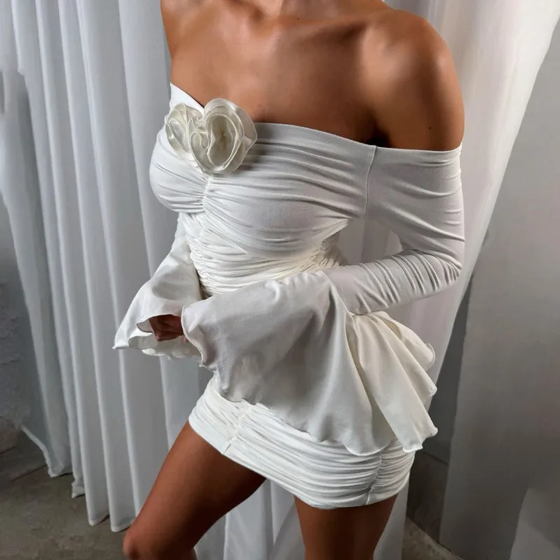 Figurbetontes Kleid im Mädchen-Stil, Röhrenoberteil, Strickdetail, lange Ärmel, schmeichelhafte Passform, Kleid für Party, lässiges Outfit, 2025, Sommer, neu, würzig