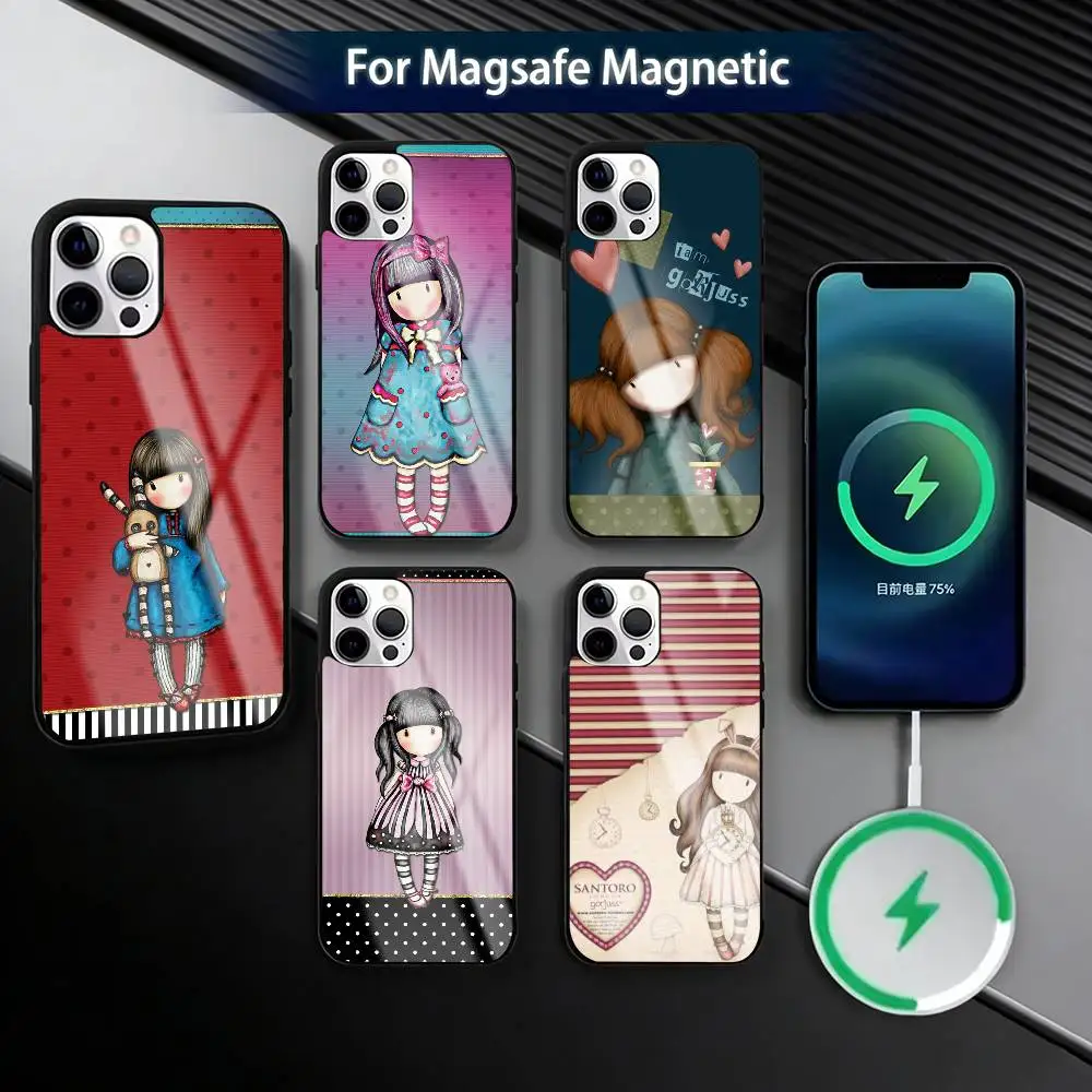 

Cute S-Santoro G-Gorjuss Phone Case For iPhone17,16,15,14,13,12,11 Plus,Pro Magnetic For Magsafe Wireless Charging