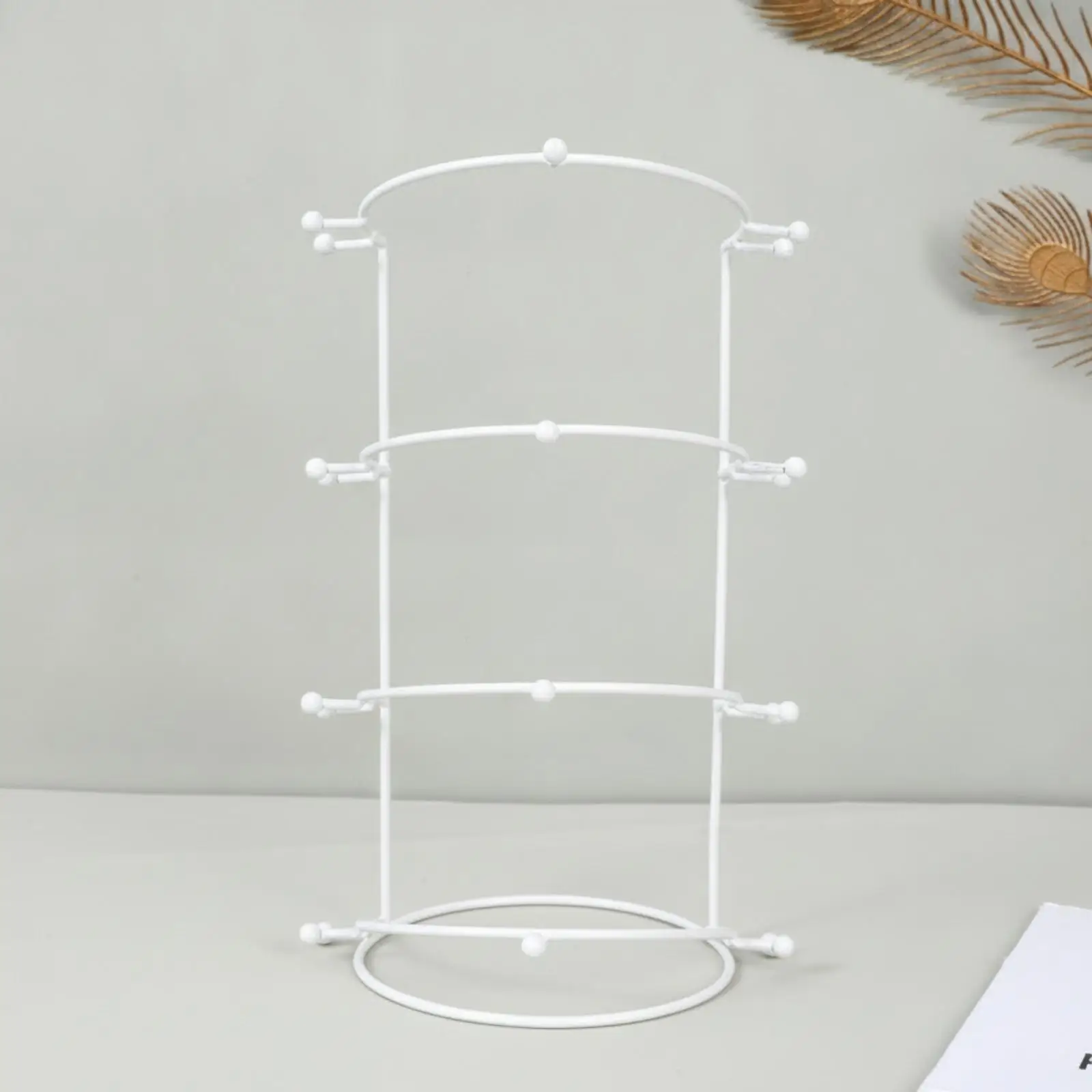 Crown Display Rack for Tiaras and Headwear Metal White Coated Freestanding Stand with Round Base for Boutique and Dressing Area