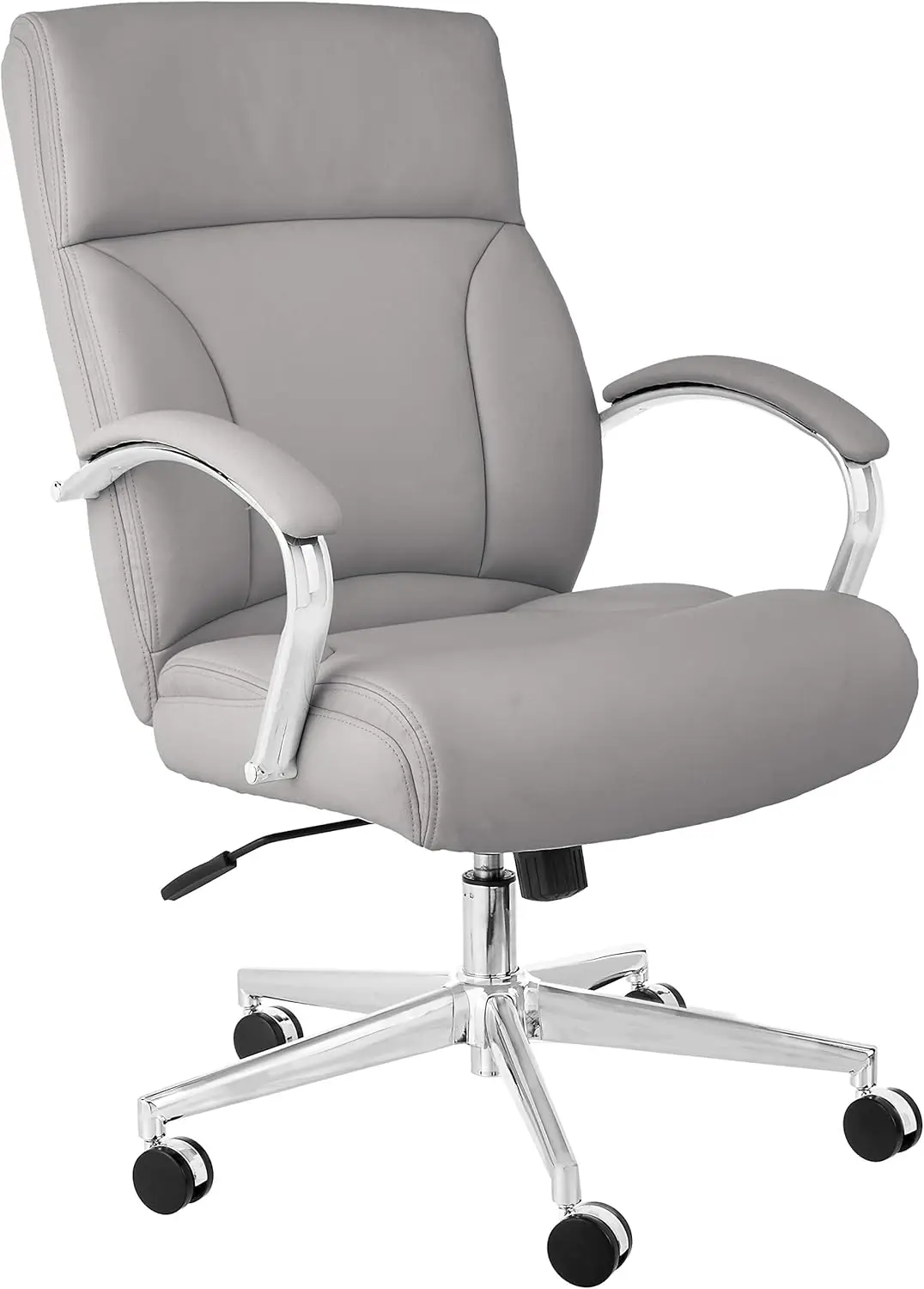 Modern Executive Chair, 275lb Capacity with Oversized Seat Cushion, Grey Bonded Leather, 29.13"D x 25.2"W x 43.11"H