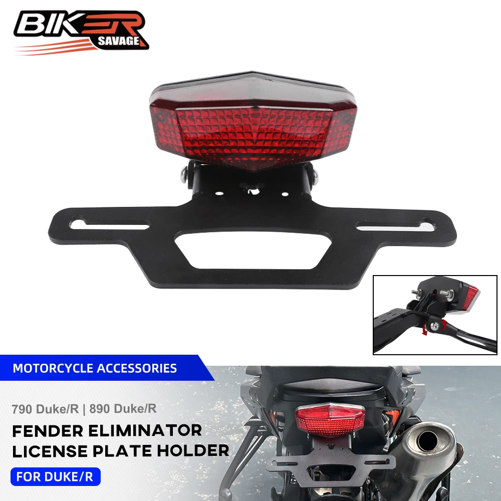 

2025 For 890 DUKE/R Adjustable License Plate Holder 790 Duke/R 2024 Motor Tail Bracket LED Light Fender Eliminator Accessories