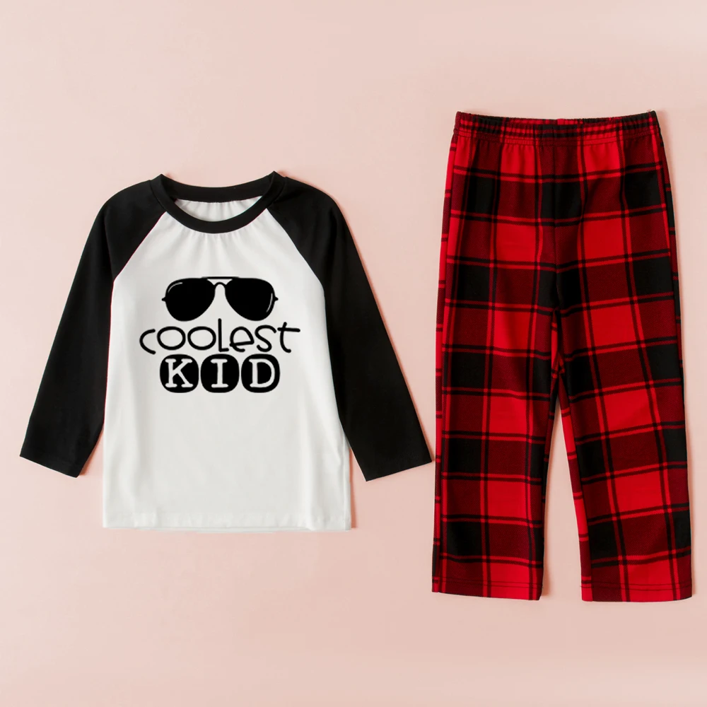 Family Pajamas glasses text print Matching Sleepwear Halloween Mother Kids Clothes Family Matching Outfits Plaid Christmas PJS