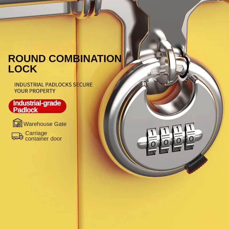 

Stainless Steel Round Password Padlock Warehouse Outdoor Door Ship Container Chain Horizontal Opening Lock Anti-theft Waterproof