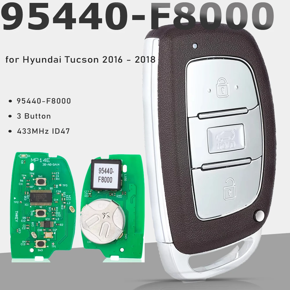 

Умный дистанционный ключ KEYECU 95440-F8000, 433 МГц, ID47, брелок с 3 кнопками для Hyundai Tucson 2016 2017 2018