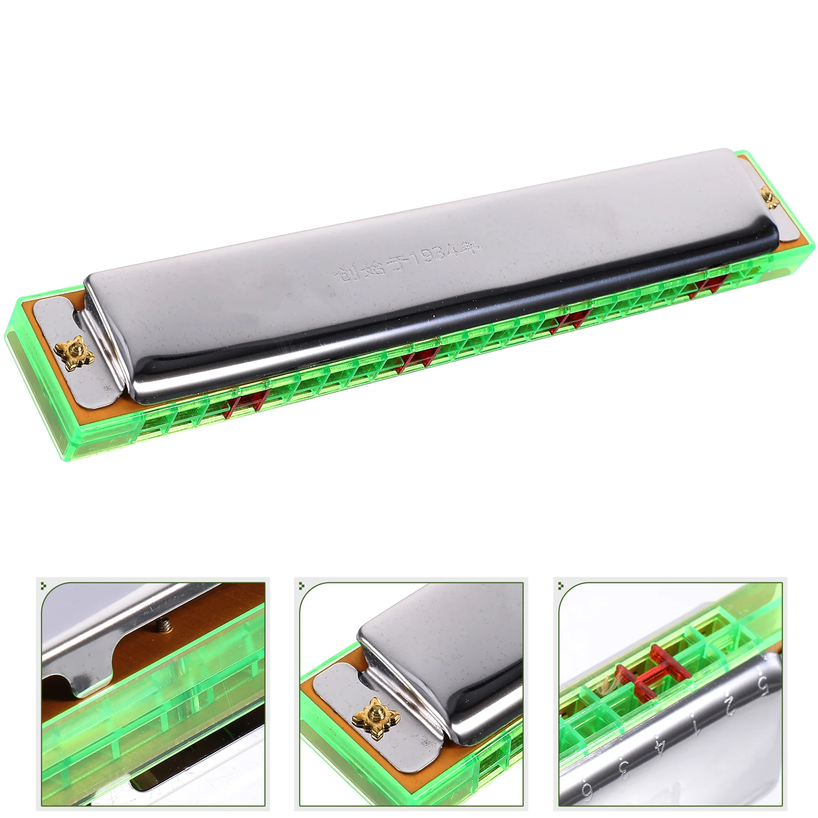 

24 Hole Row Harmonica Musical Instrument Kids Metal Cover Durable Waterproof Good Musical Instrument Sound Compact Design