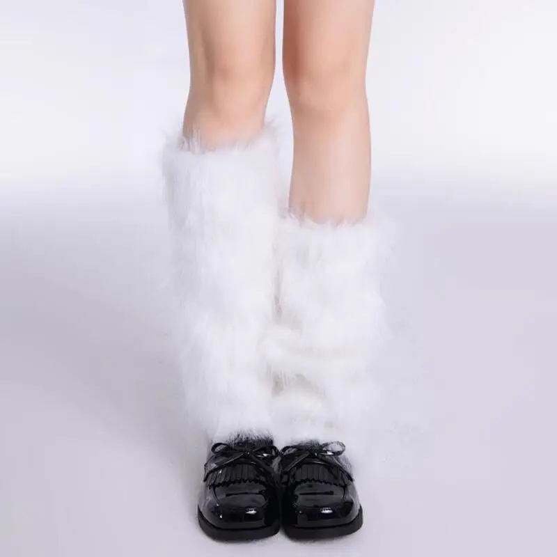 Plush Leg Cover Autumn and Winter Plus Fluffy Pile Calf Sock Cover for Women Y2K Wide Legs