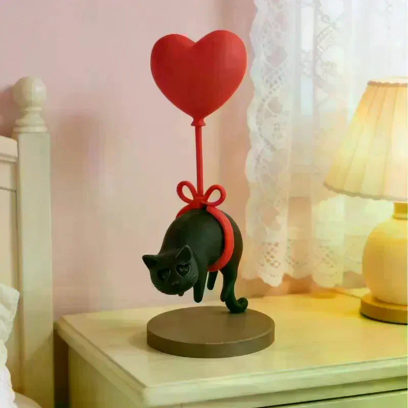 /PFU/Printed Suspended Cat Heart-shaped Balloon Decoration Romantic Home Decor For Desk Bookshelf Bedside Table Ornament 3D