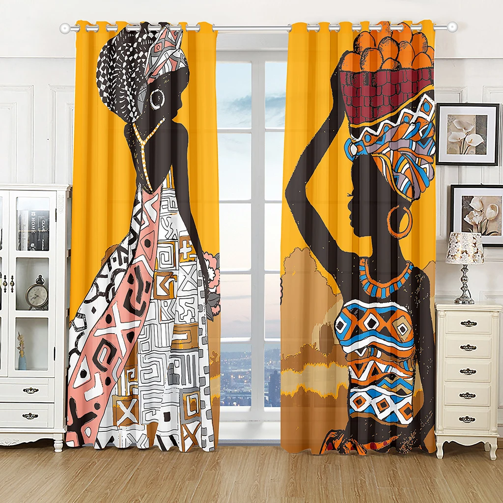 

3D African Art Curtain for Boys Bedroom Decoration, 2 Panel, Living Room, Home, African, 2 Panel, Free Shipping