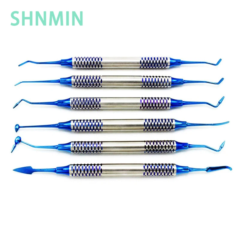 

Dental Composite Resin Filling Spatula Titanium Plated Head Resin Filler Set Thick HandleRestoration Set Dental Instrument