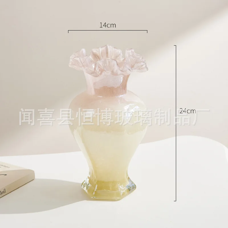 Hxl colorful handmade glass vase table decoration flower arrangement home furnishing