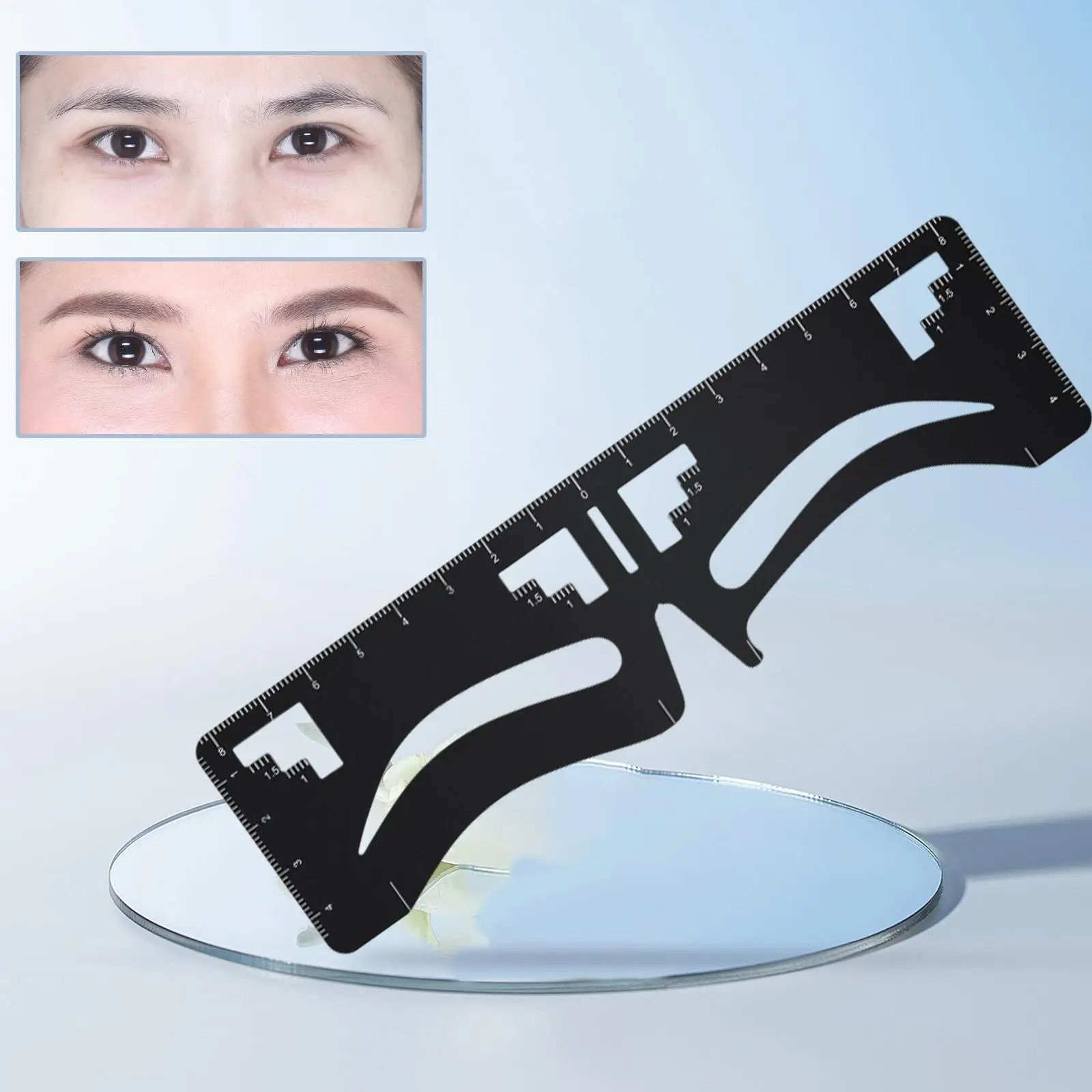 Kit de plantilla de regla de cejas de acero inoxidable ajustable para artistas de maquillaje y herramienta de diseño de cejas para principiantes