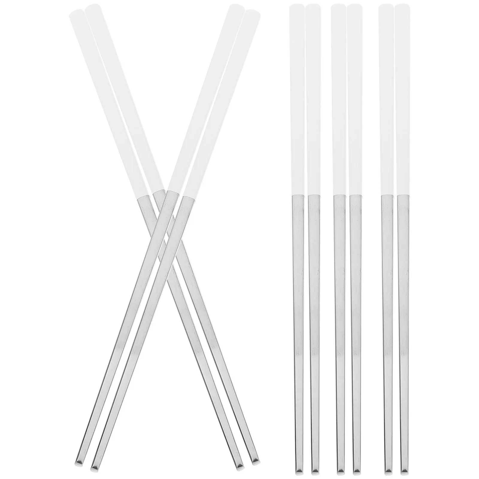 

5Pairs Anti-Skid Stainless Steel Chopsticks Premium Decorative Metal Chopsticks Set for Noodle Rice Bowl Hot Pot Dinner