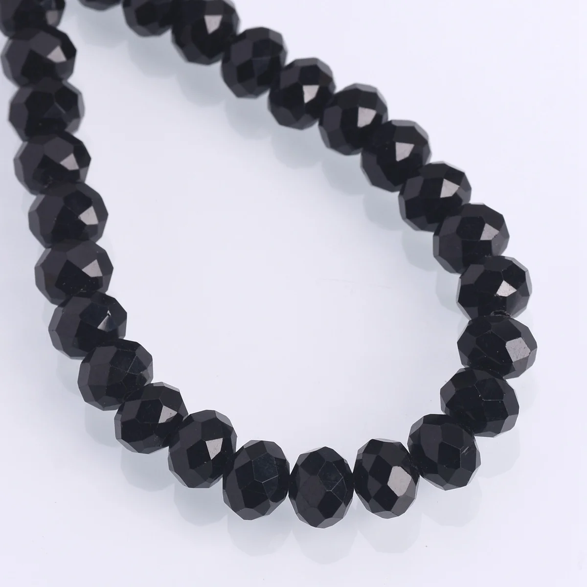 Black Color 3mm 4mm 6mm 8mm 10mm 12mm 14mm 16mm 18mm Rondelle Faceted Crystal Glass Loose Spacer Beads For Jewelry Making DIY