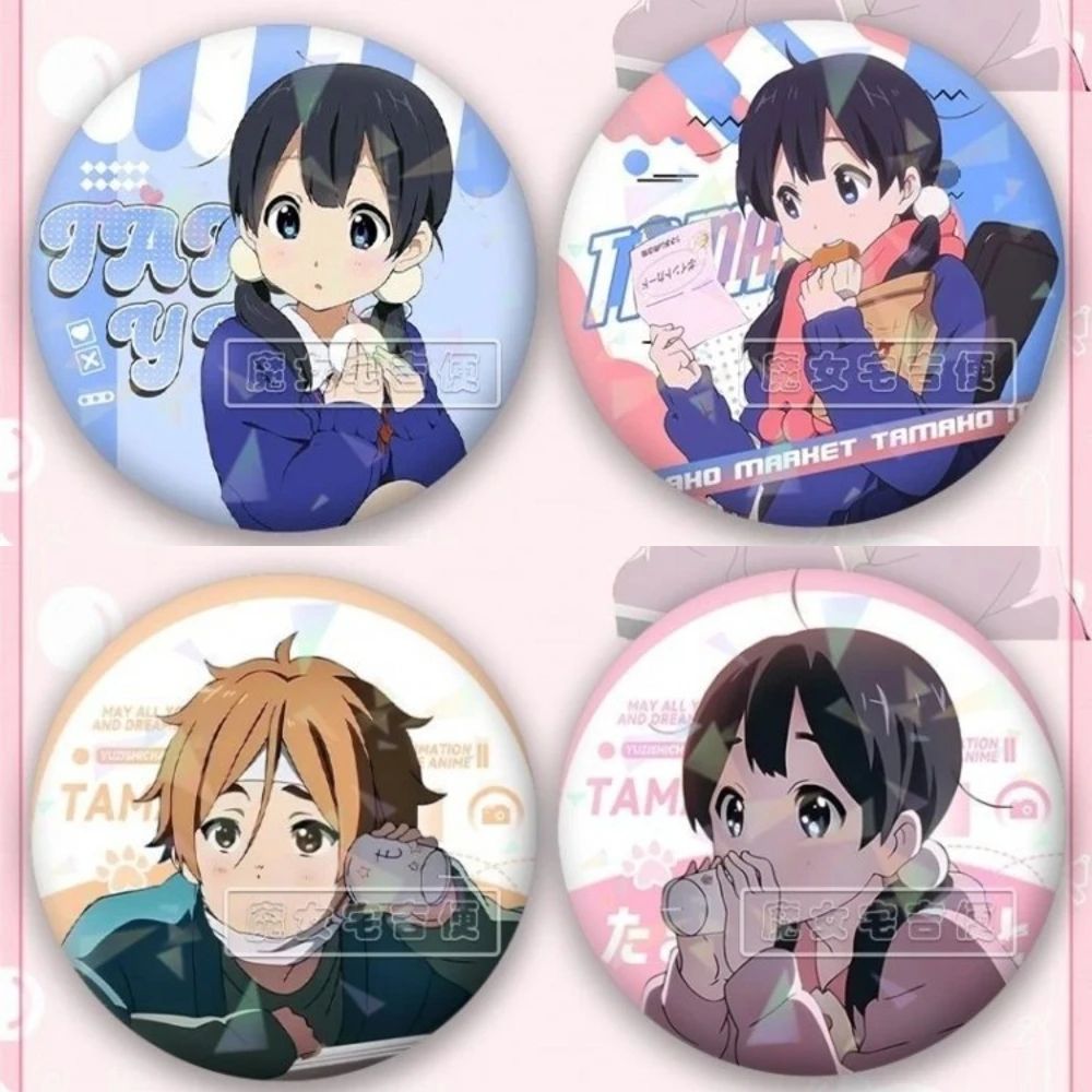 58mm Anime Tamako Market Oshi Mosasou Tokiwa Midori Makino Kanna Cosplay COSTUME Badge Pin SPTE Tinplate Brooch﻿ Prop Xmas Gilf
