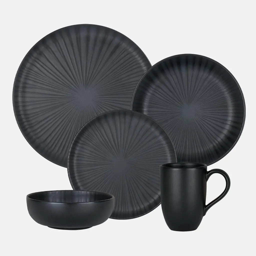 

Contempo, Onyx Stoneware 20 Piece Dinnerware Set, Service for 4