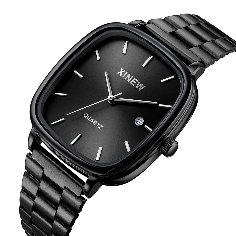 

Новые мужские часы с квадратным циферблатом, роскошные, со стальным ремешком, простые, с календарем, кварцевые наручные часы, мужские часы Relogio Masculino, дропшиппинг