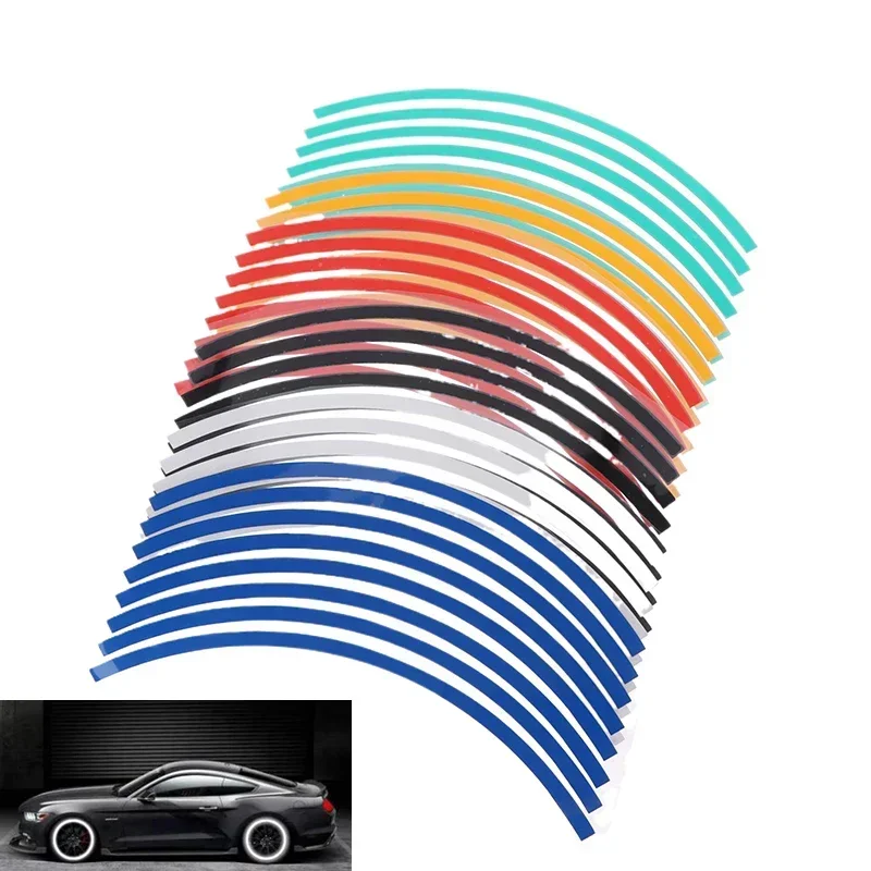 

16 шт. светоотражающий обод колеса в полоску наклейка для колес мотоцикла автомобиль велосипед велосипед ночная безопасность украшения