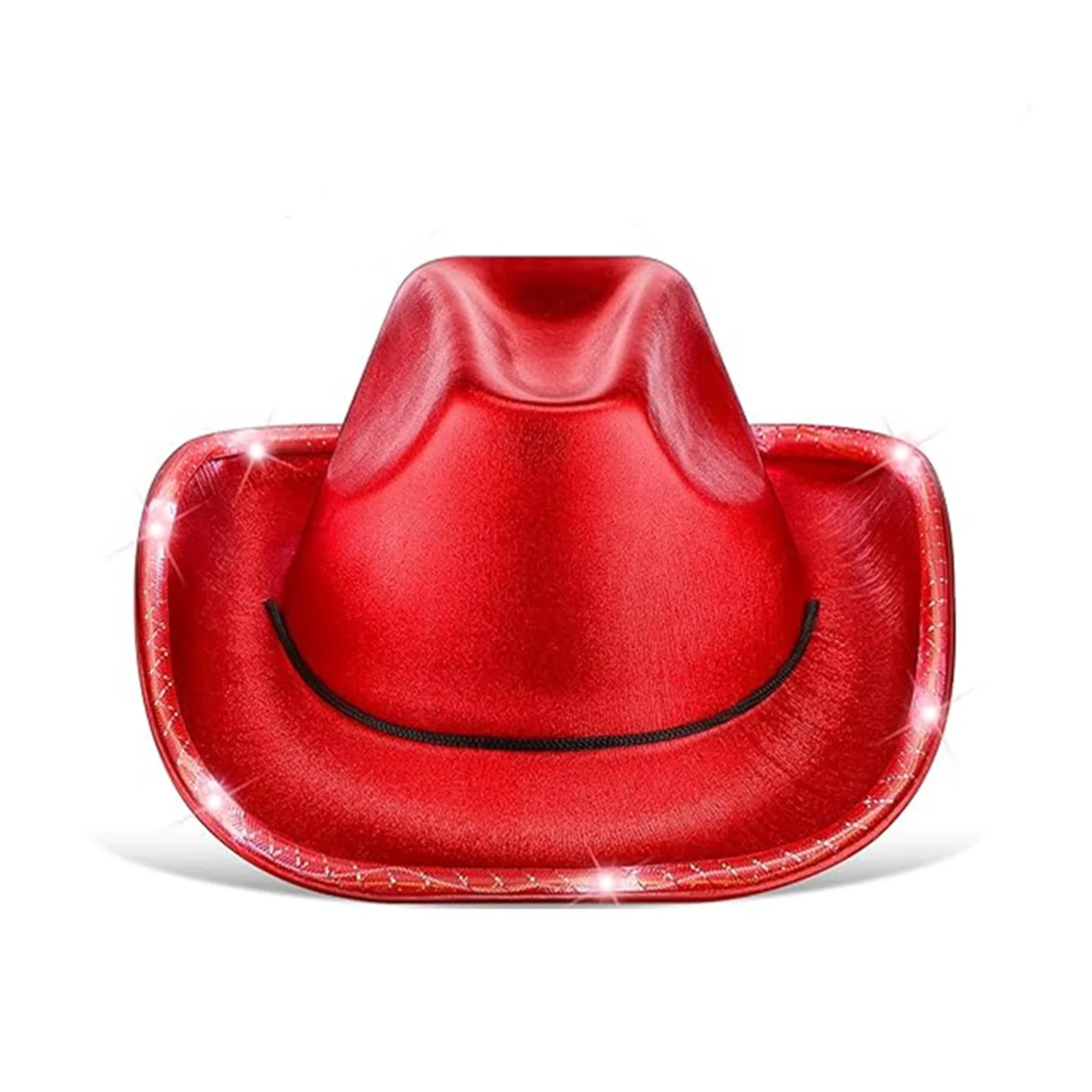 1 szt. Unisex Damski Męski Kapelusz Kowbojski z Szerokim Rondem, Halloweenowy, Złocony, Świecący, Stylowy Dodatek do Kostiumu, Akcesorium na Imprezę