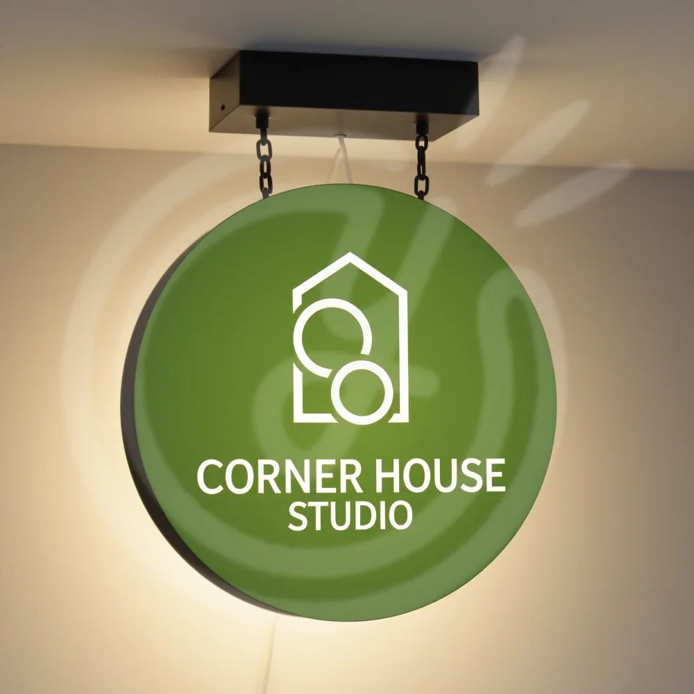 Custom LED Light Box Outdoor Business Sign Round Waterproof Acrylic Double Sided Backlit Advertising Ceiling Mounted Sign