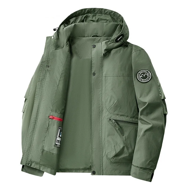 معطف شتوي حراري للرجال سترة مبطنة دافئة شديدة التحمل مع غطاء محرك السيارة مقاوم للرياح وفضفاض مناسب للاستخدام الخارجي لأزياء الطقس البارد