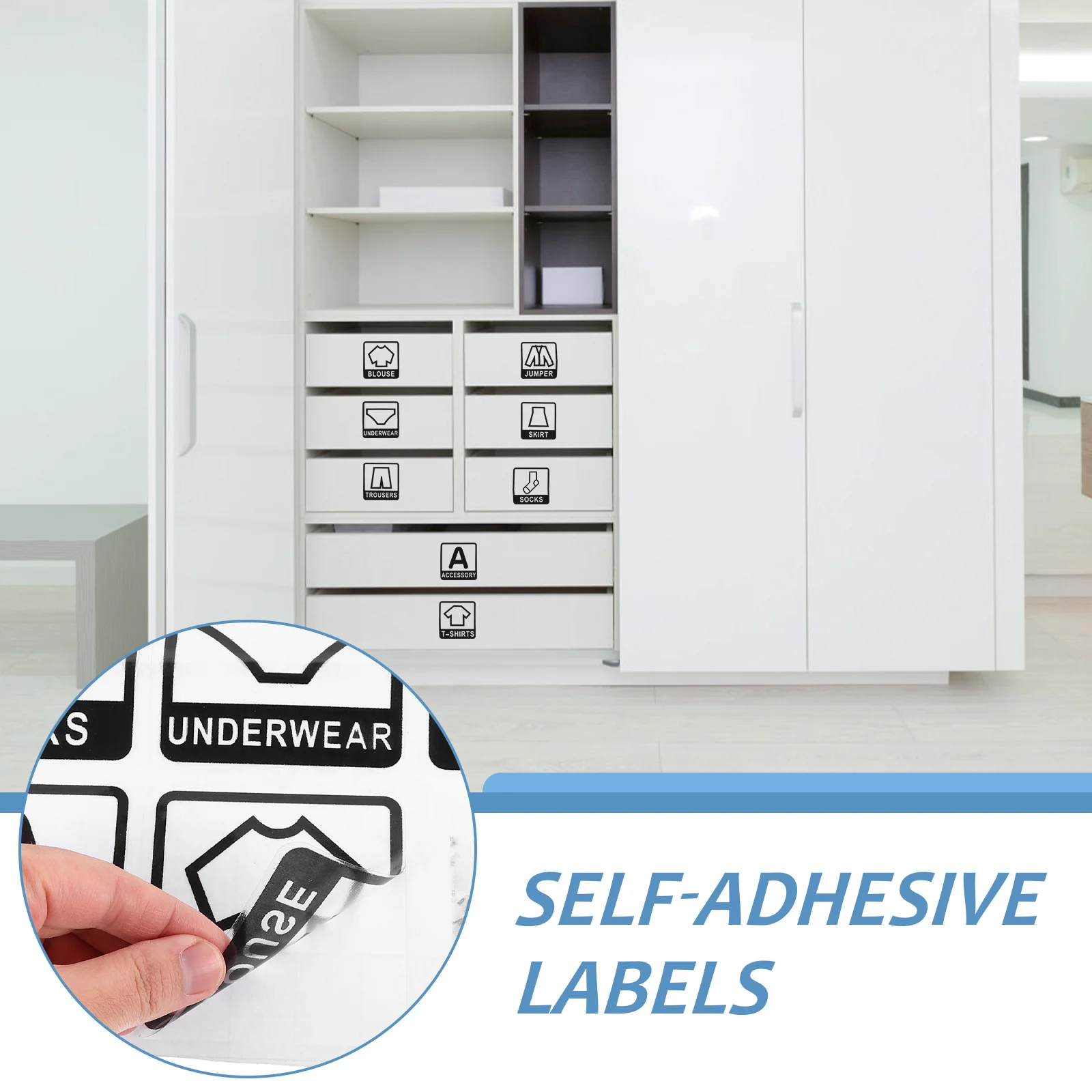 2 قطعة ملصقات تصنيف الملابس ملصقات كبيرة لخزانة الملابس مضمد المنظم الملابس ذاتية اللصق نوع الشارات غرفة نوم #2