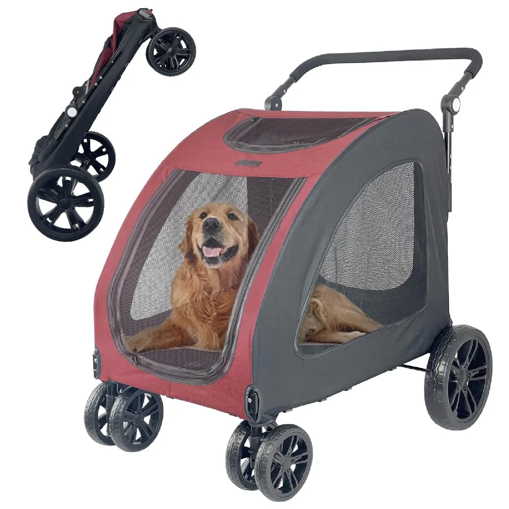 

Foldable Pet Jogger Stroller for Large Dogs up to 110 lbs, Universal Wheel Dog Stroller for Single or Multiple Medium and Large